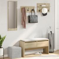 4-delige Garderobe set bewerkt hout sonoma eikenkleurig - thumbnail
