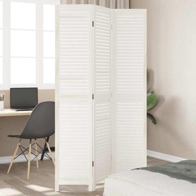 Kamerscherm met 3 panelen massief paulowniahout wit