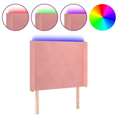 Hoofdbord LED 93x16x118/128 cm fluweel roze