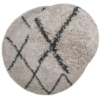 VidaXL Vloerkleed pamplona shaggy hoogpolig ø 80 cm beige antraciet - thumbnail