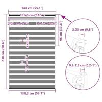 VidaXL Zebra rolgordijn 140x230 cm stofbreedte 135,9cm polyester wit - thumbnail