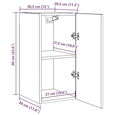 Tv-meubel 30,5x30x60 cm bewerkt hout oud houtkleurig