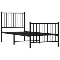 Bedframe met hoofd- en voeteneinde metaal zwart 75x190 cm - thumbnail