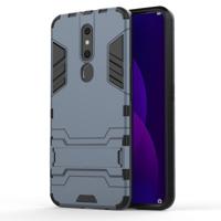 Schokbestendige PC + TPU Case voor OPPO F11 Pro met houder (marineblauw) - thumbnail