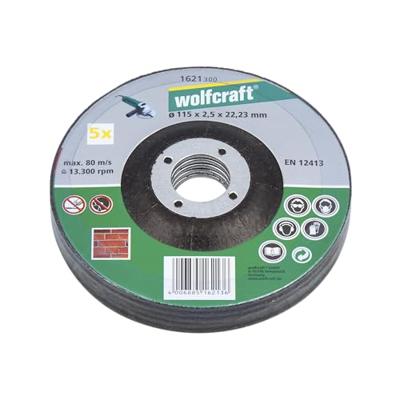 Wolfcraft 1621300 Doorslijpschijf gebogen 115 mm 5 stuk(s) Steen