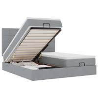 Ottoman bed met matrassen 200x200cm stof lichtgrijs - thumbnail