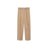 Mango high waist wide leg pantalon lichtbruin - thumbnail