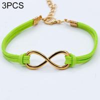 3 STKS vrouwen mode symbool Word 8 bindgaren armbanden (groen) - thumbnail