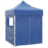 Partytent met 4 zijwanden inklapbaar 2x2 m staal blauw - thumbnail