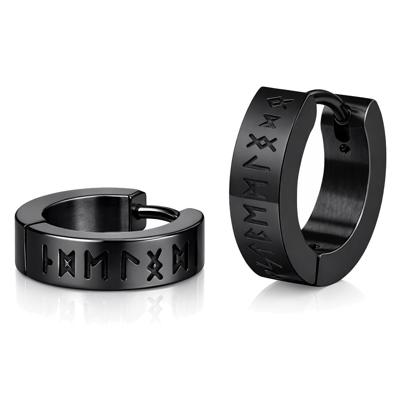 Mendes Rune Script Oorring - Black Viking