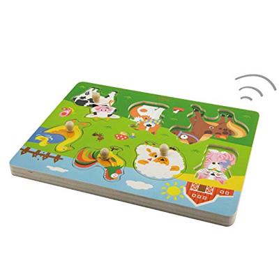 VIGA hout legpuzzel met geluid, boerderijdieren, afm 33x22,5x3 cm, 1 stuk - thumbnail