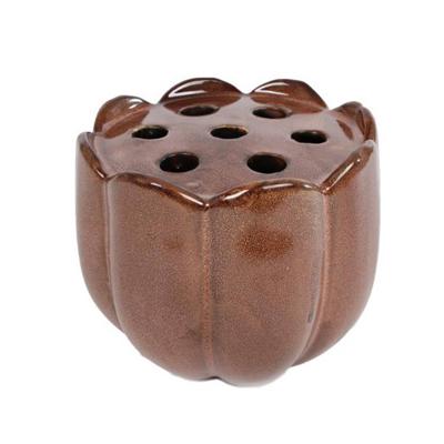 Vaas Roos M bruin aardew 14,5x14,5x12,5cm