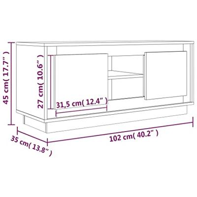 Tv-meubel 102x35x45 cm bewerkt hout gerookt eikenkleurig - thumbnail