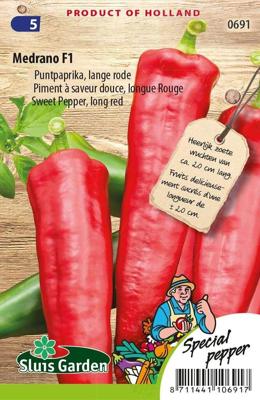 Paprika zaden lange rode Medrano F1 Paprika zaden lange rode Medrano F1