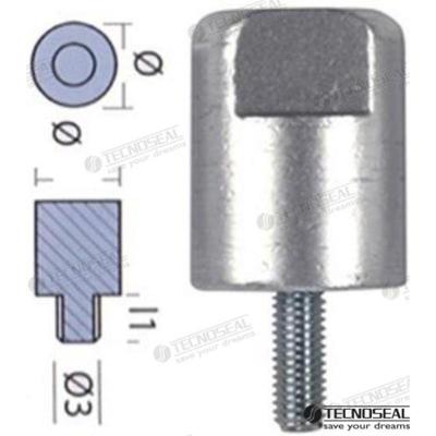 Ánodos para Yanmar - Yanmar TEN01311 - ANODO YANMAR BARRA MOTOR ZINC Ø 30MM