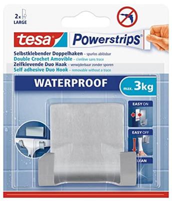 tesa POWERSTRIPS® Waterproof dubbele haak Metaal Inhoud: 1 stuk(s)