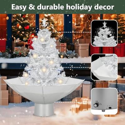 Kerstboom sneeuwend met paraplubasis 75 cm wit