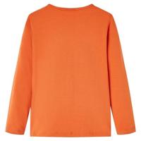 Kindershirt met lange mouwen kattenprint 116 oranjebruin - thumbnail