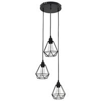 Plafondlamp met diamantvorm 3xE27 zwart - thumbnail