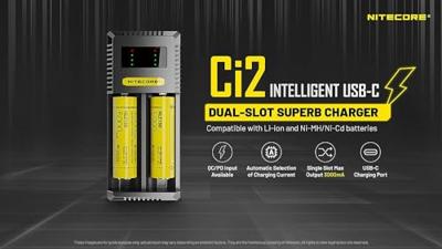 NiteCore CI2 Batterijlader Li-ion, NiMH, NiCd 10440, 14500, 14650, 16500, 16340, 16650, 17350, 17500, 17650, 17670, 18350, 18490, 18500, 18650, 18700, 21700,