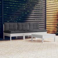 4-delige Loungeset met antracietkleurige kussens grenenhout - thumbnail