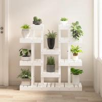 Plantenstandaard wit 104,5x25x109,5 cm massief grenenhout - thumbnail