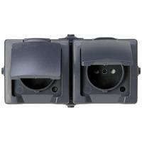 Kopp 137115006 Nautic Wandontactdoos met klapdeksel spatwaterdicht Antraciet 1 stuk(s) - thumbnail