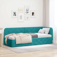 Hoekbedframe met hoofdeinde Turquoise 80 x 200 cm Fluweel - thumbnail