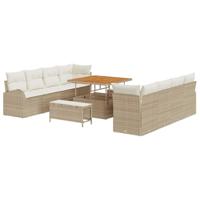 Tuinbankenset met kussen 11 pcs Beige poly rattan - thumbnail