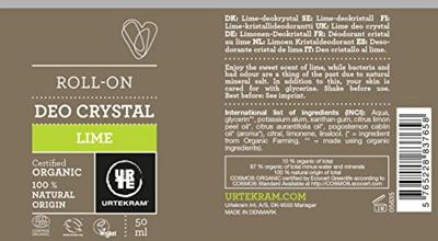 Urtekram Deodorant crystal roll on limoen 50 Milliliter
