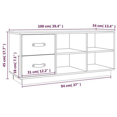 VidaXL Schoenenbank 100x34x45 cm massief grenenhout zwart VidaXL Schoenenbank 100x34x45 cm massief grenenhout zwart