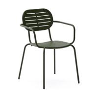 Kave Home Tuinstoel 'Brai' Met armleuning, Staal, kleur Donkergroen - thumbnail