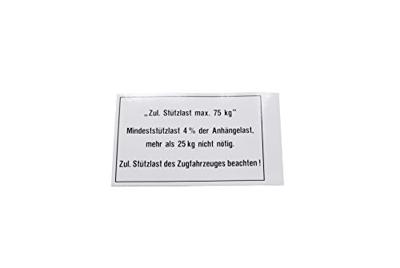 BÜNTE bord statische belasting "fiets-aanhanger load plate 75 kg 105x74 mm