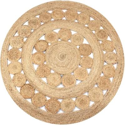VidaXL Tapijt met ontwerp rond 120 cm gevlochten jute VidaXL Tapijt met ontwerp rond 120 cm gevlochten jute