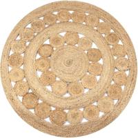VidaXL Tapijt met ontwerp rond 120 cm gevlochten jute - thumbnail