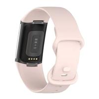 By Qubix - Compatible met Fitbit Charge 5 - Fitbit Charge 6 Sportbandje met dubbele lus - Zand roze - Maat: S - Compatible fitbit bandje - thumbnail
