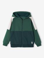 Sportieve sweater met rits en capuchon, colourblock effect, jongens dennen - thumbnail