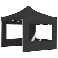 Partytent inklapbaar met wanden 2x2 m aluminium antraciet - thumbnail
