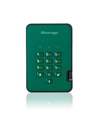 iStorage diskAshur2 SSD 128 GB Groen - Veilige draagbare Solid State Drive - Beveiligd met een wachtwoord - Stofdicht en waterdicht - Hardwarematige versleuteling