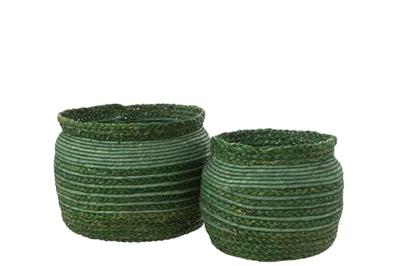 J-Line Set Van 2 Mand Gevlochten Rand Zeegras Groen