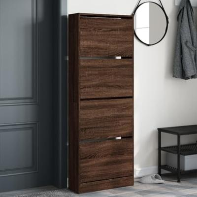 Schoenenkast 60x21x163,5 cm bewerkt hout bruin eikenkleur