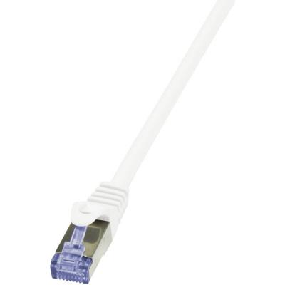 LogiLink CQ4021S RJ45 Netwerkkabel, patchkabel CAT 6A S/FTP 0.50 m Wit Vergulde steekcontacten, Vlambestendig, Snagless 1 stuk(s)