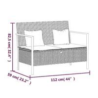 Tuinbank 2-zits met kussens poly rattan grijs - thumbnail