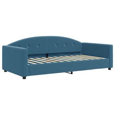 Slaapbank met onderschuifbed en lades 100x200 cm fluweel blauw