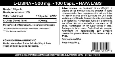 L-Lysine Haya Labs 100caps