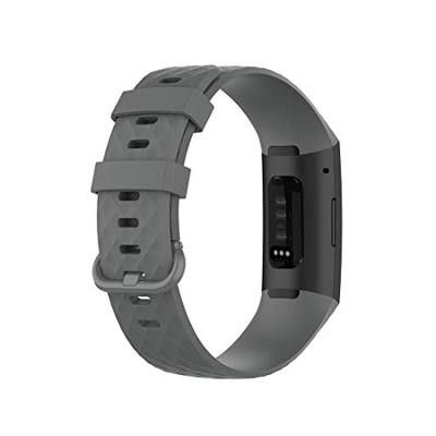 Fitbit Charge 3 & 4 siliconen diamant pattern bandje - Maat: Small - Grijs - thumbnail