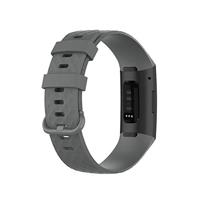 Fitbit Charge 3 & 4 siliconen diamant pattern bandje - Maat: Large - Grijs - thumbnail