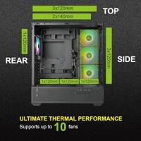 AZZA Tiara 501B Midi-tower PC-behuizing Zwart - thumbnail