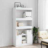 Hoge kast 92x33x180 cm bewerkt hout wit - thumbnail
