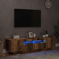 Tv-meubel met LED 160x35x40 cm bewerkt hout oud hout - thumbnail